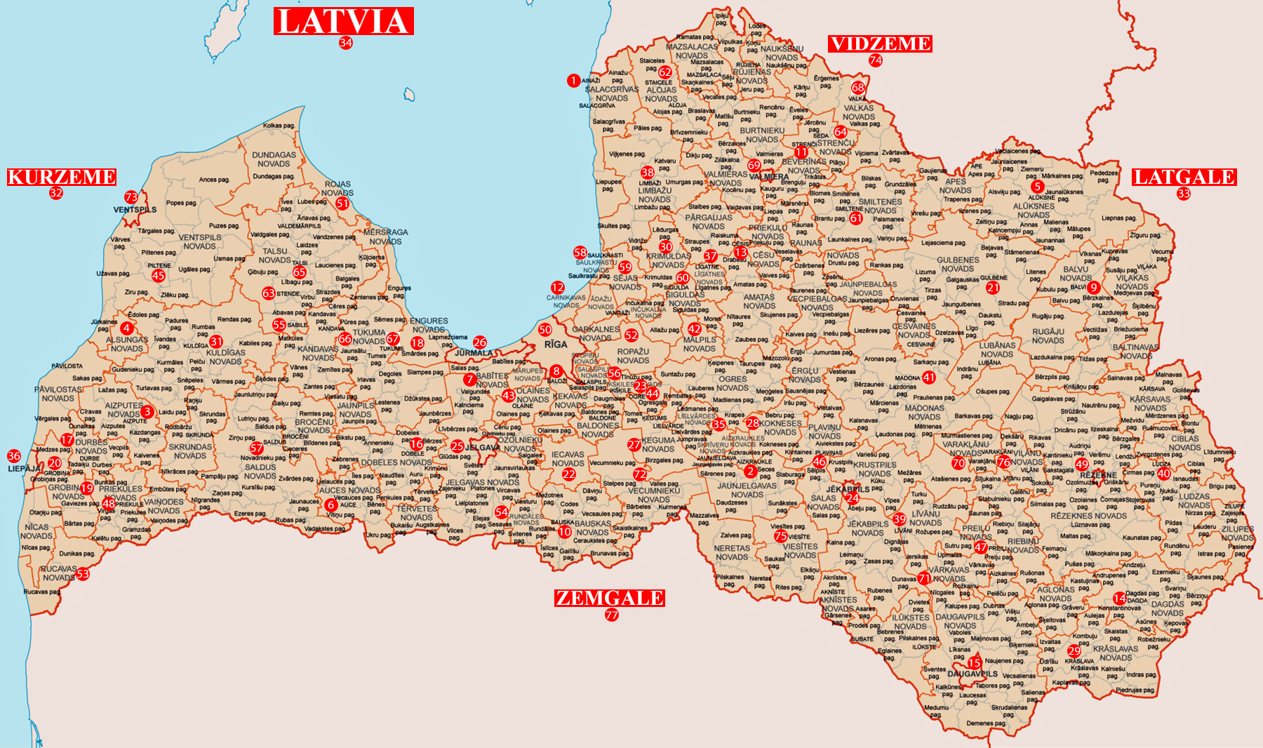 Map of Latvia